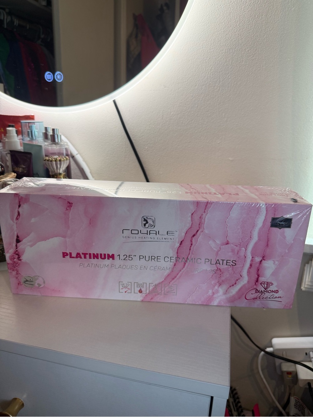 Royale Platinum 1.25" Pure Ceramic Plates Hair Straightener - Pink